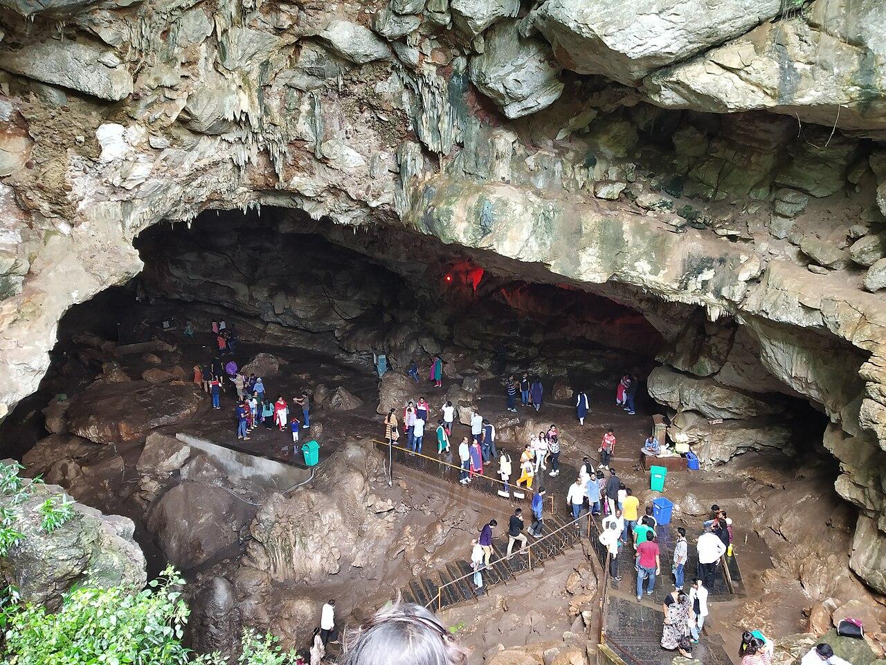 Visitors at the entrance to the Borra Caves in the Ananthagiri hills