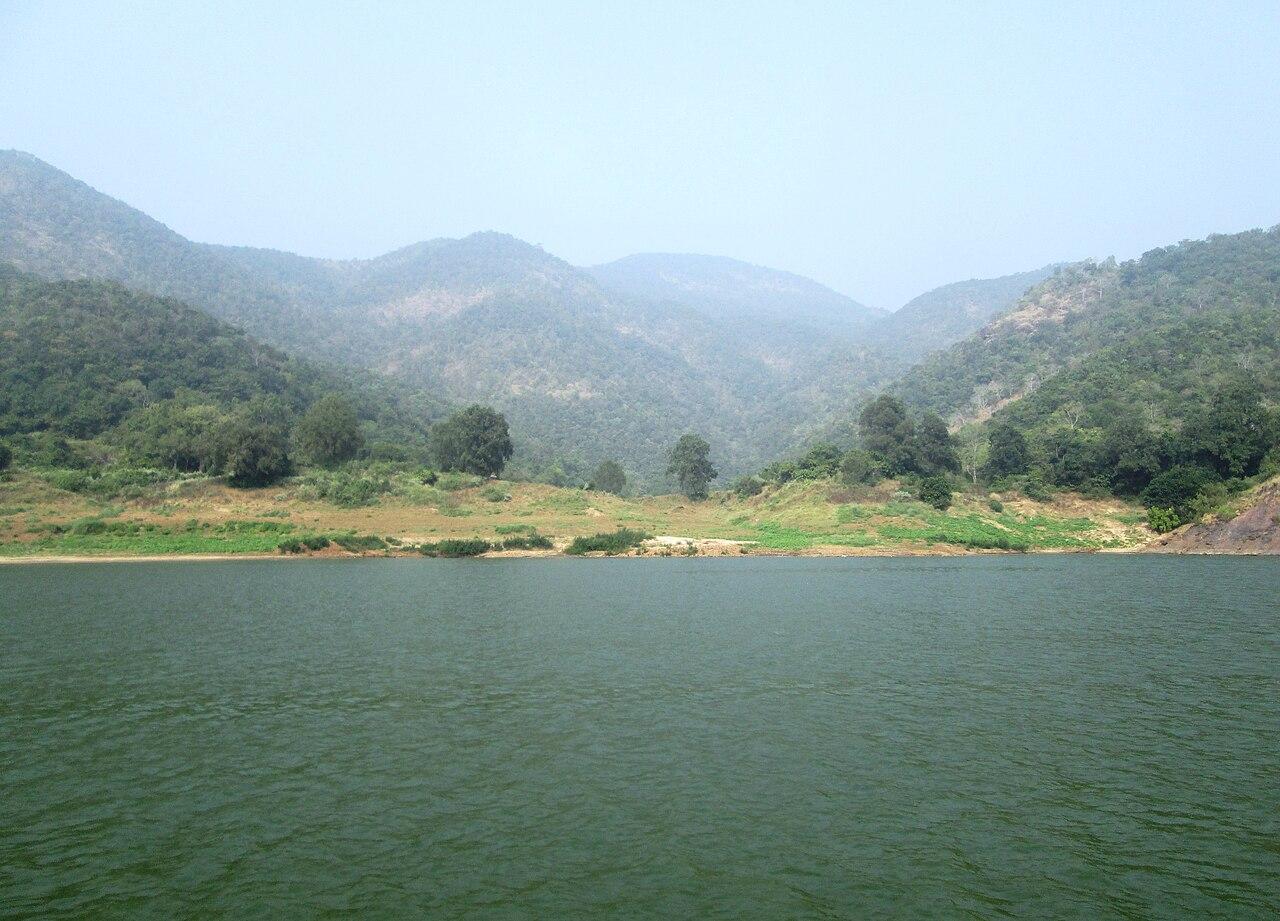 The Godavari river cutting between the forested Papikondalu hills