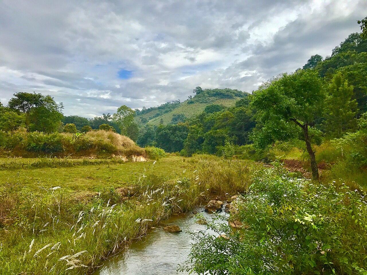 Stream running through a green valley near Lambasingi