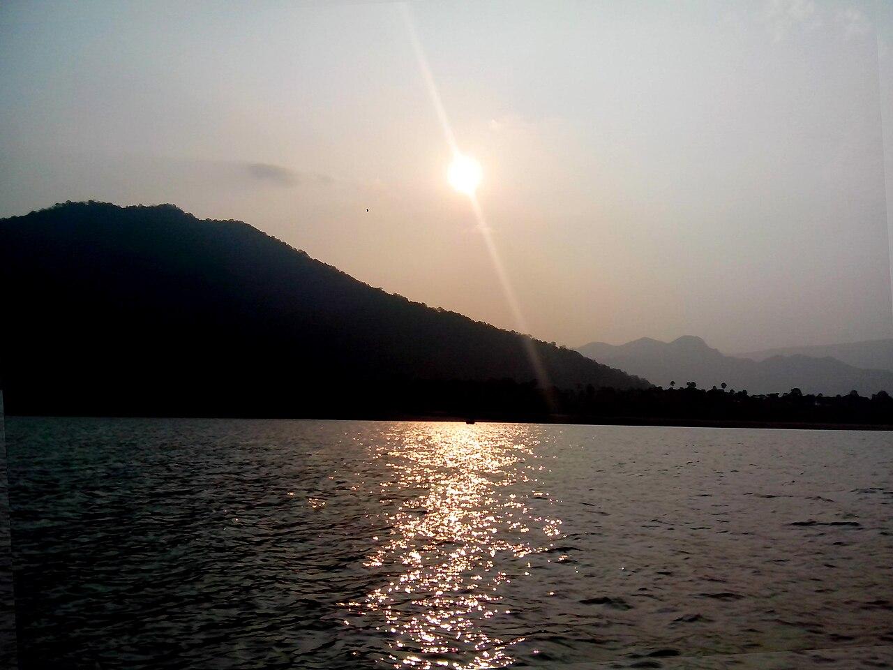 Sunset over the Godavari as it enters the Papikondalu hills